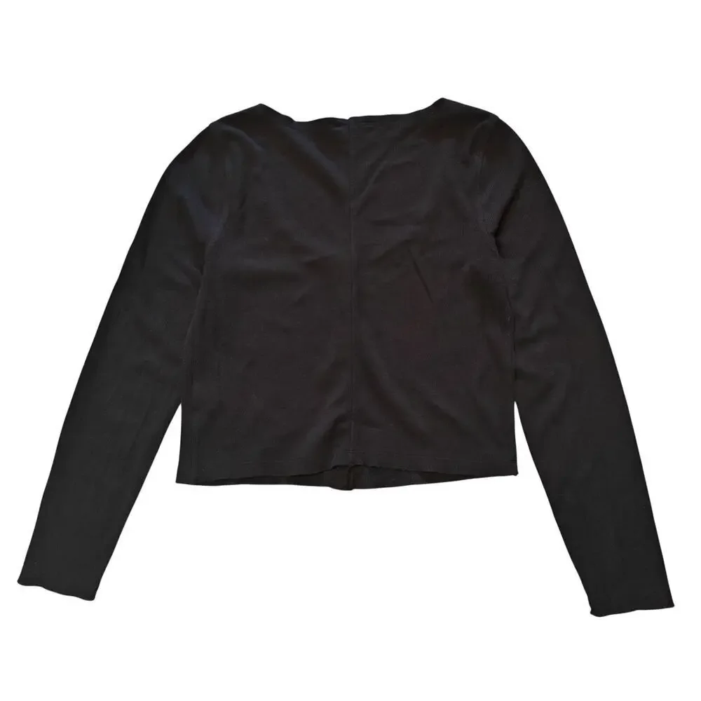 J.Crew Black Button Front Cardigan Sweater Size M Minimal Classic